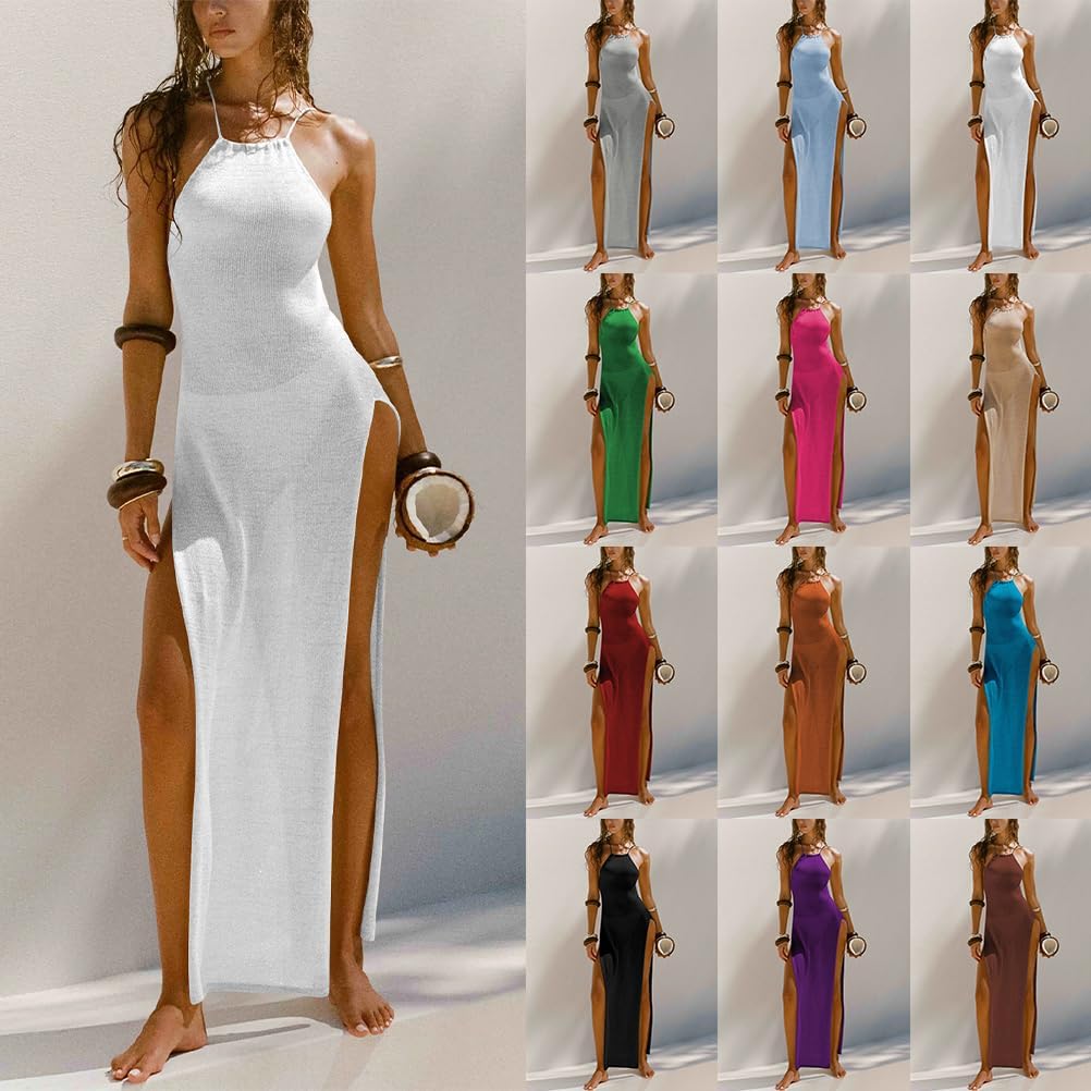 Elegant Maxi Dress for Women – Lightweight, Sleeveless Summer Dress with Cut-Outs and Sheer Design, Perfect as a Boho Beach Dress & Swimwear Cover-Up